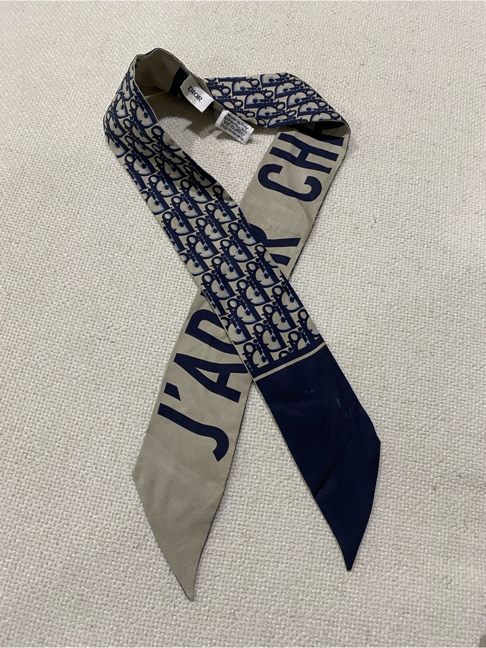 Dior Oblique Silk Scarf Navy Twilly - Picture 2 of 6